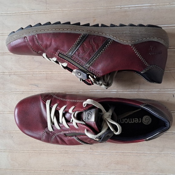 Remonte Tex Longueuil Rustic Leather Lace-Up Side Zipper Comfort Sneakers - Picture 1 of 10